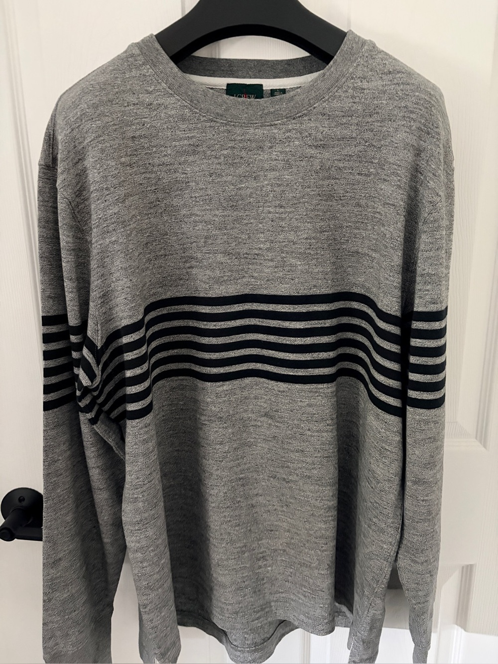 J Crew Charcoal Grey Black Striped  Jersey - Large